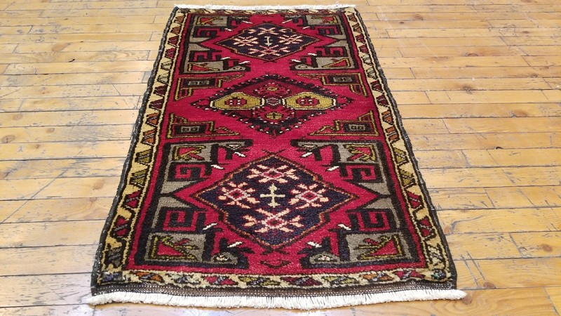 Vintage 1950-1960s Beautiful 1'10×3'2"Wool Pile Natural Dyes Tribal Rug gallery