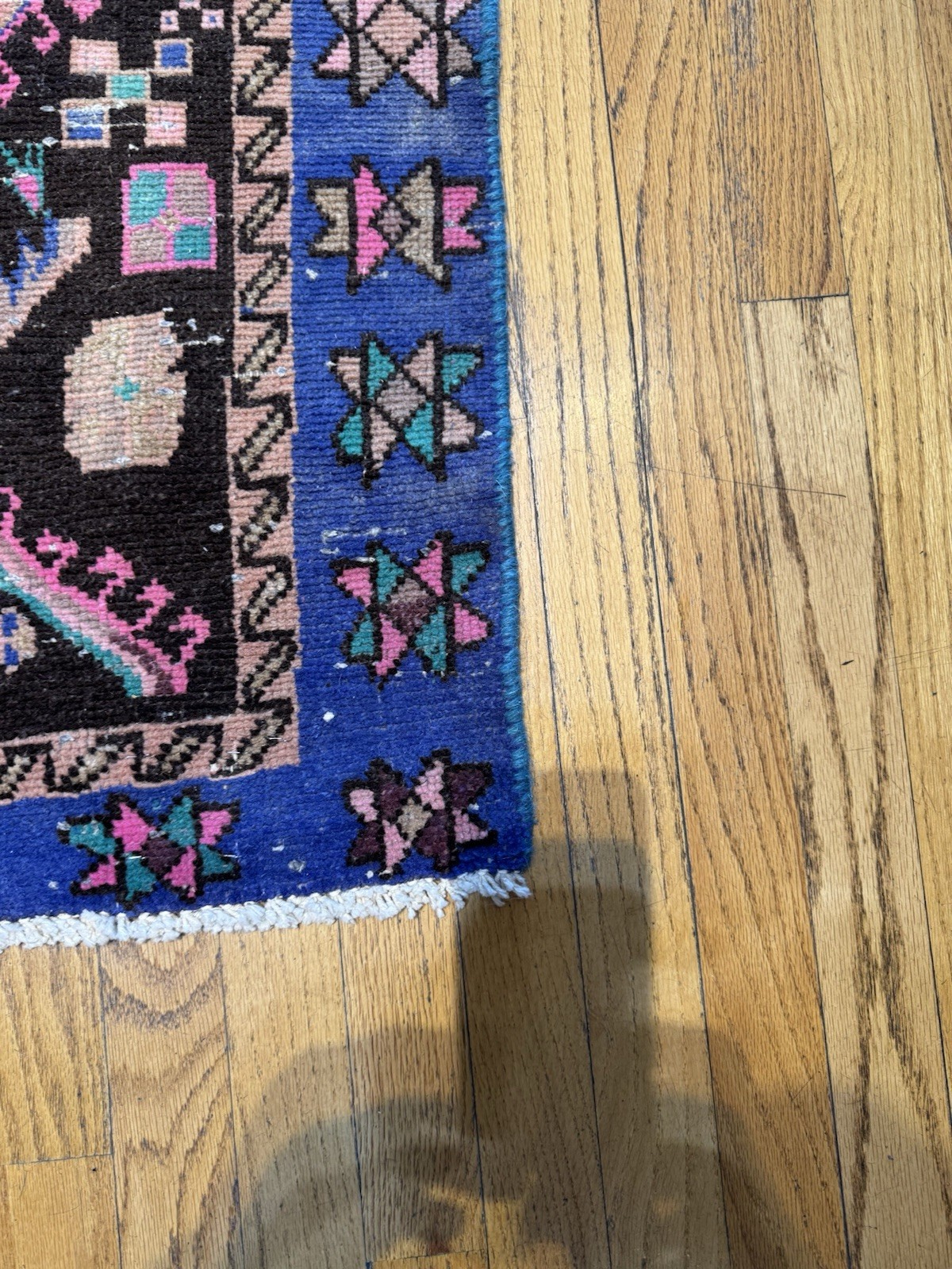 vintage LILIHAN Rug 3’7x6 C. 1940 Distressed Condition, Gorgeous Colors gallery
