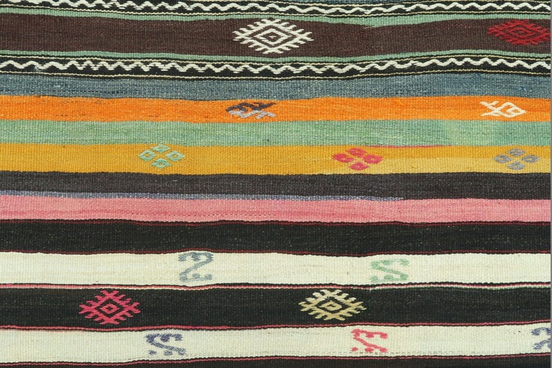 Vintage Turkish Kilim, Large Rug, Striped Rug, Teppiche 69"X99" Area Rug Carpet gallery