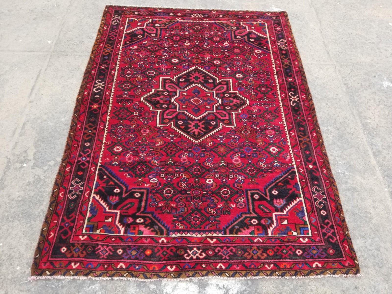 Vintage Traditional Handmade Oriental Wool Multicolor Rug 218 x 157 cm gallery