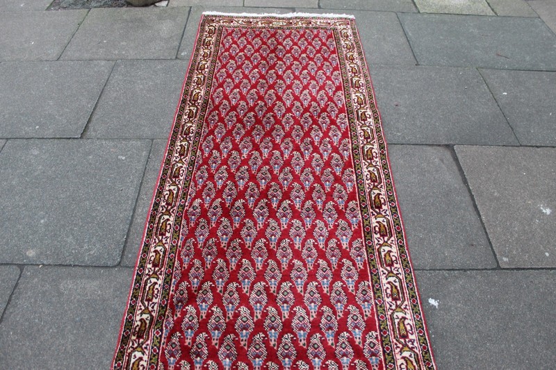 Vintage Hand Made Traditional Oriental Wool Red Long Runner 484x86cm gallery