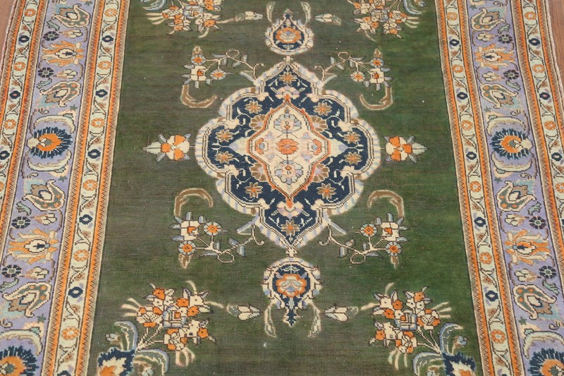 Vintage Tebriz Hand-knotted Traditional Rug Wool Green Over-Dyed Carpet 5x6 gallery