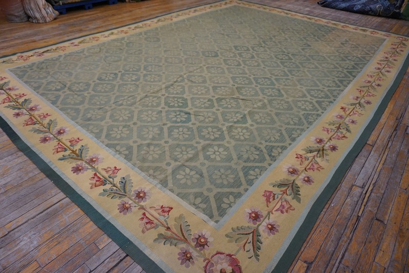 11'x16' Antique Large Aubusson French Allover Geometric Flat Weave Rug gallery