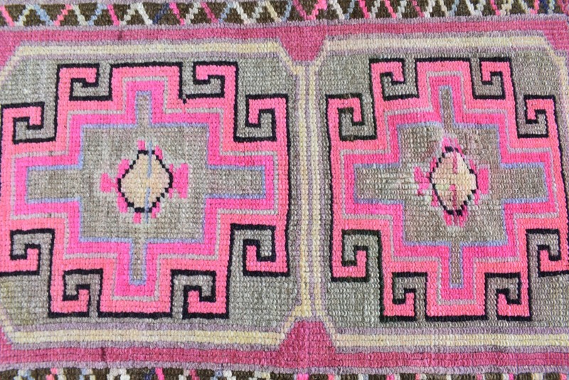 Oushak Runner 2.4x1.5 ft Vintage Turkish Rug Small Runner Anatolian Rug Y52 gallery