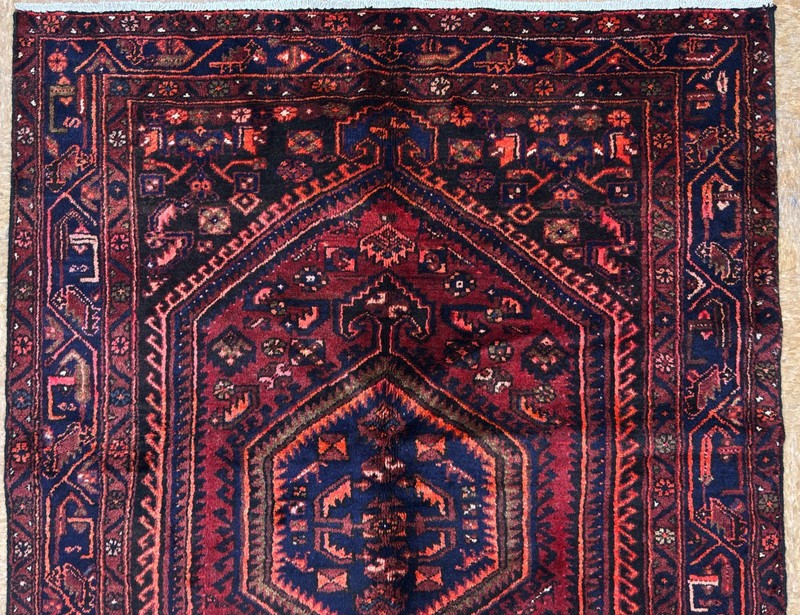 5x7 Vintage Zanjan Rug Hand Knotted Wool Tribal Geometric Oriental Red Navy Area gallery