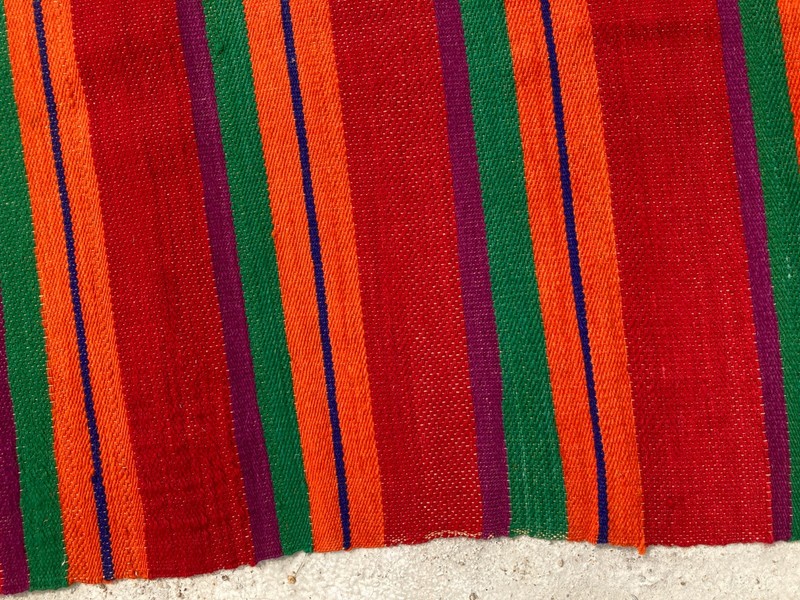 Vintage Traditional Handmade Geometric Striped Kilim Floor Rug Carpet 197x194 cm gallery