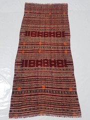 Vintage Traditional Handmade Tunisian Bakhnoug Wool Multi Kilim Rug 8.3×3.6ft