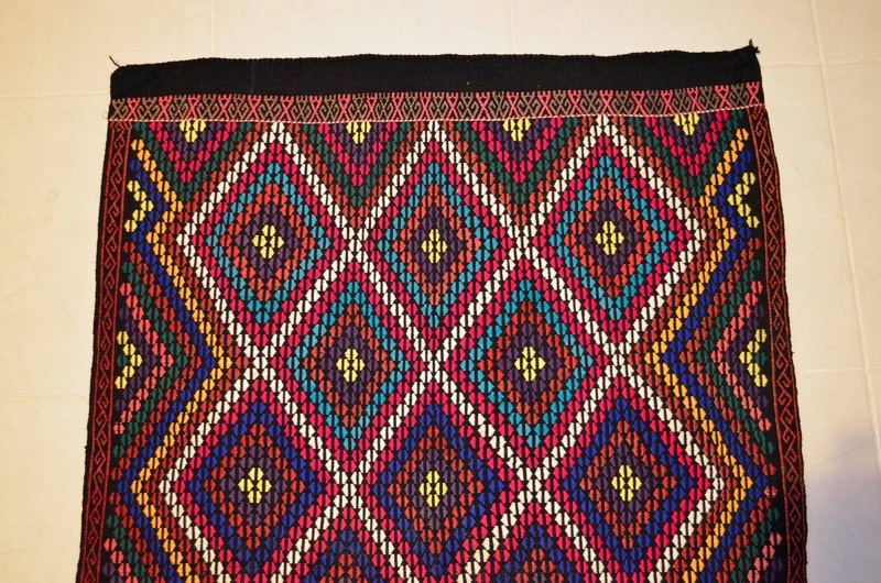 Turkish Hand Woven Kilim Rug Braided Wall Hanging 38″ x 41″ Boho Chic gallery