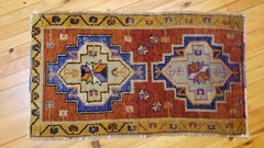 Vintage 1950-1960’s Wool Pile Natural Dye Tribal Rug 1’9” x 3′