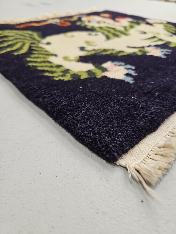 Rare Antique Tibetan Dragon Cub Rug 18”x18” gallery