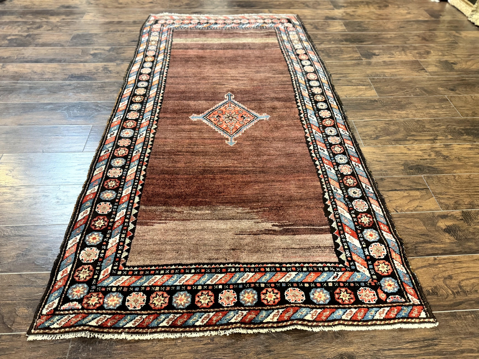 Antique Per'sian Rug 4x7 Sarab Tribal Carpet Open FIeld Handmade Wool Brown gallery