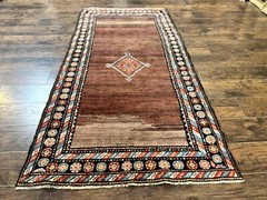 Antique Per’sian Rug 4×7 Sarab Tribal Carpet Open FIeld Handmade Wool Brown