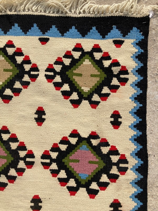 Vintage Handmade Traditional Geometric Wool Kilim Runner Rug 198x52 cm gallery