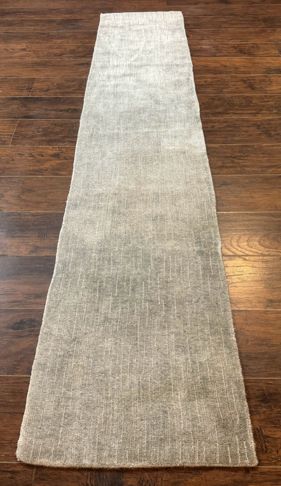Modern Tibetan Runner Rug 1.9 x 8.6 Wool & Silk Gray Narrow Runner for Hallway gallery