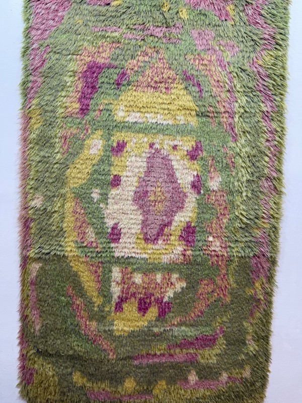 Vintage Beautiful Hand Knotted Mid Century Swedish Scandinavian Rye Shag WoolRug gallery