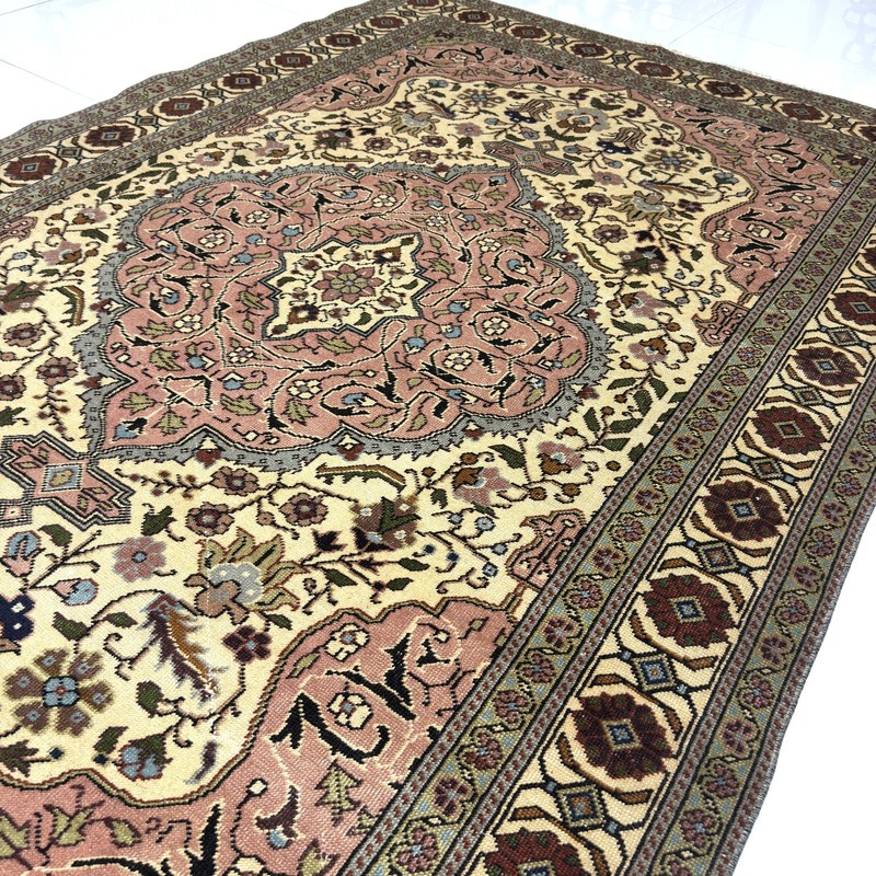 4x7 Blush Pink Ivory Antique Wool Oriental Rug With Floral Medallion-Tariff Fre gallery