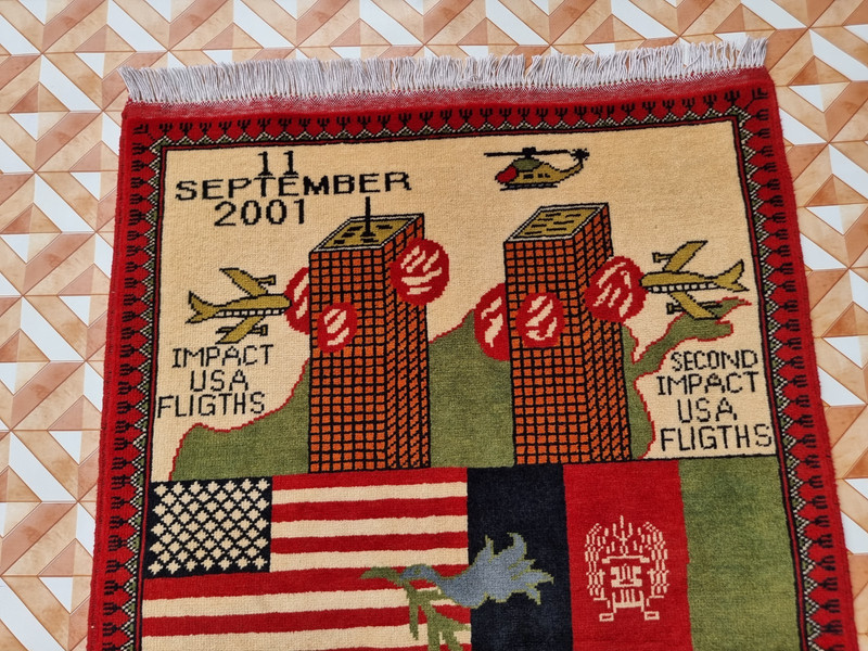 Afghan Rug Handmade War Rug Afghan Tribal 9/11 Rug knottad made wool Rug gallery