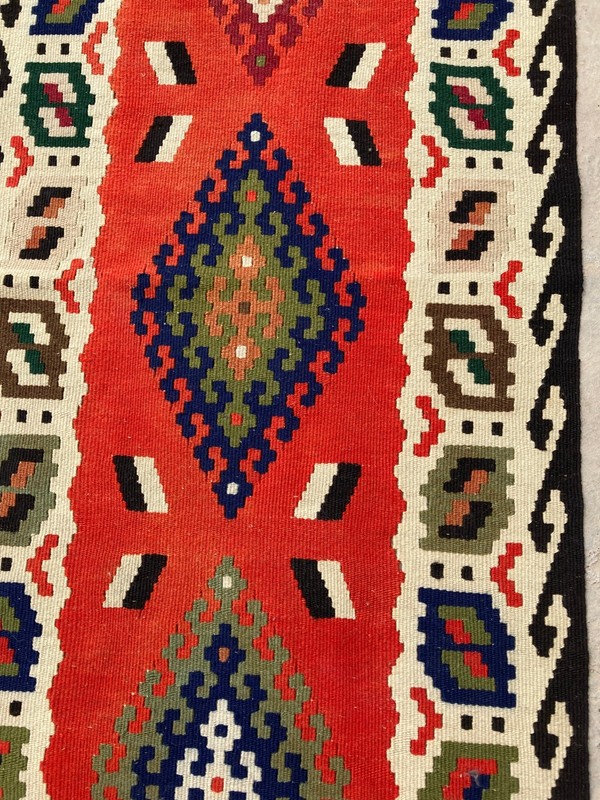 Vintage Traditional Handmade Beautiful Turkish Kilim Floor Rug Carpet 196x52 cm gallery