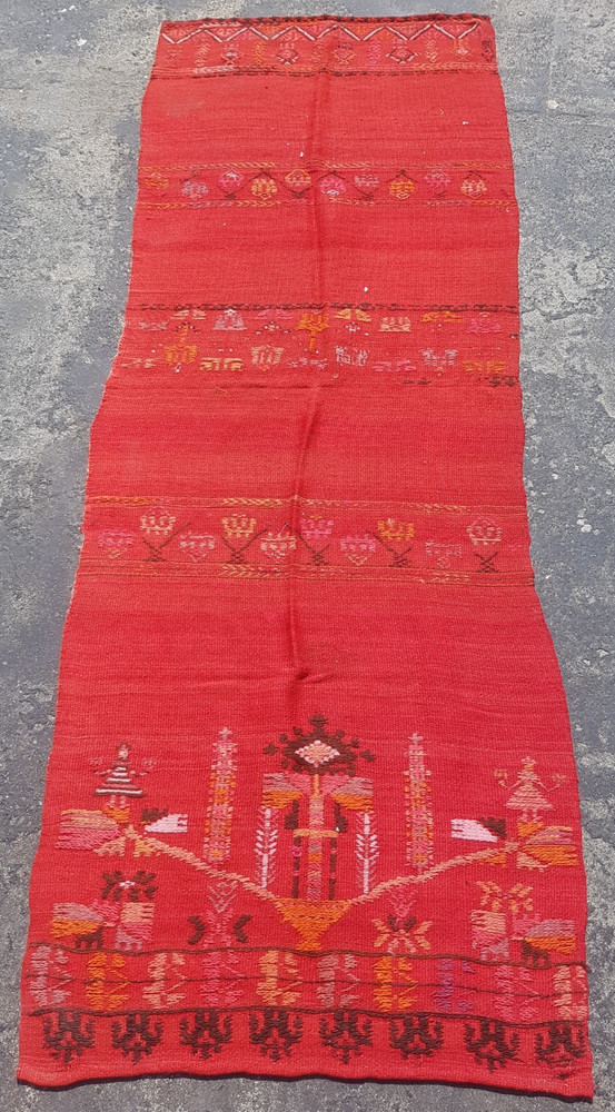 Vintage Handmade Traditional Beautiful Moroccan Kilim Floor Rug Carpet 195x67 cm