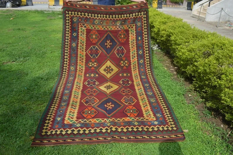 9'5X5 COLLECTORS ITEM Beautiful Antique Shirvan Caucasian Daghistan Group Kilim gallery