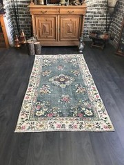3.8×7.0 Medium Vintage Green Turkish Oushak Rug