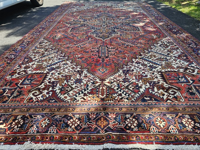 11 x 19.6 ANTIQUE VEG DYE FINE HERIZ VINTAGE SERAPI USHAK KAZAK CAUCASIAN gallery