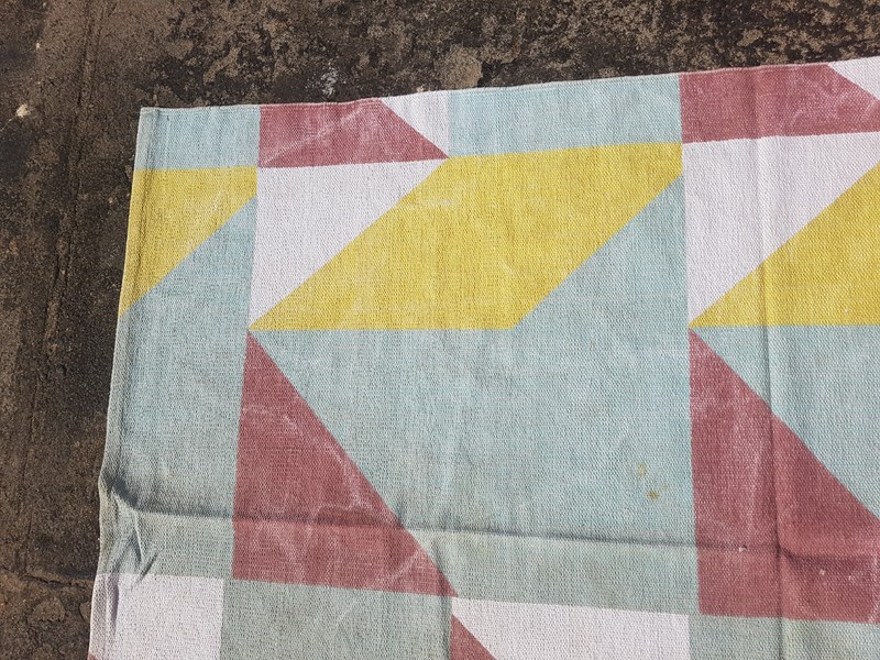Vintage Printed Scandinavian Geometric Modern Pastel Kilim Rug 195x135 cm gallery