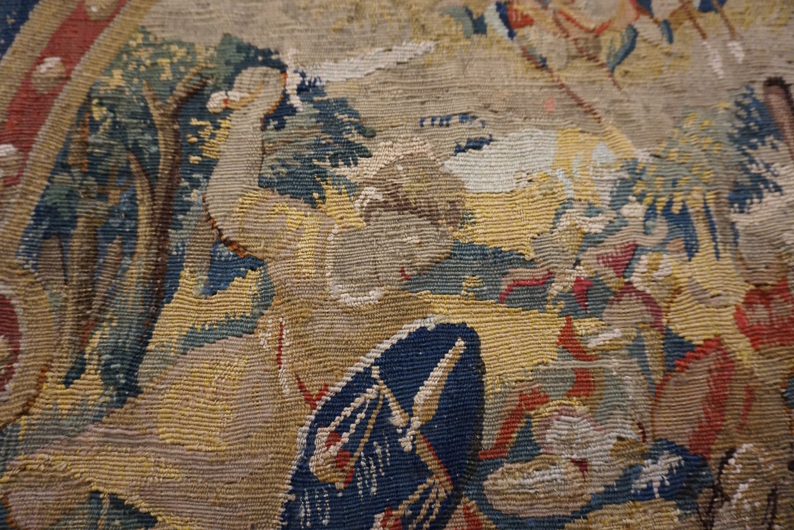 2'x2' Antique 17th Century Square Flemish Biblical Tapestry Of David and gallery