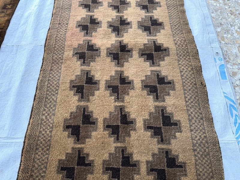 1930s Terracotta Afghan Baluchi Muted Rug 3x5 Antique Faded Geometric Old Carpet gallery