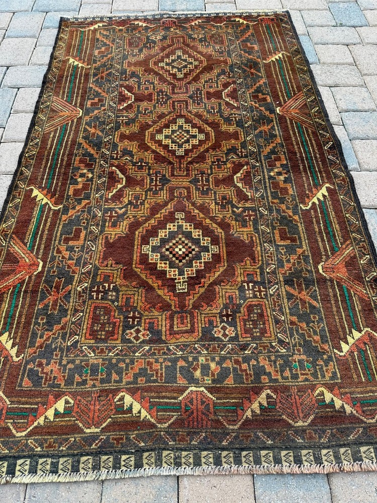 Fine Quality New Handmade Pakistani Geometric Accent Rug, Rustic Colors, 4x6