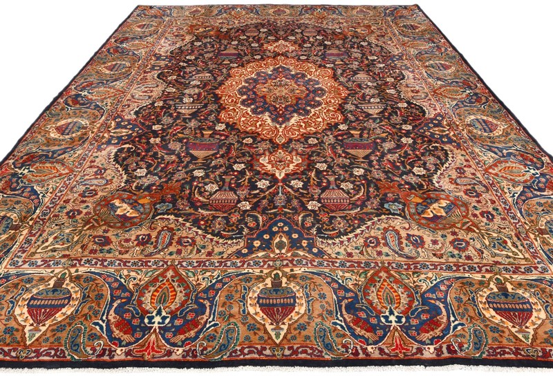 Handmade Pictorial Oriental Rug Thick Pile Purple-Navy Dining Carpet 10X13 ft gallery
