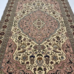 4×7 Blush Pink Ivory Antique Wool Oriental Rug With Floral Medallion-Tariff Fre