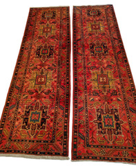 Twin Pair KAREJE runners, Light-Red Background Multi-Medallion – 3’2″ x 10’10”