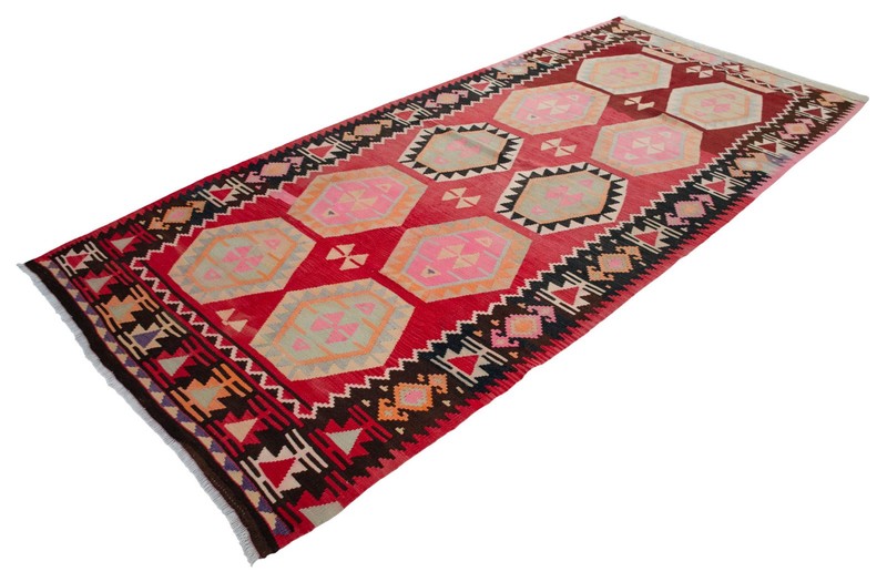 1960s Turkish Kilim Rug Handmade Wool Vintage Floor Art |Hand-Woven | 5x10 ft gallery