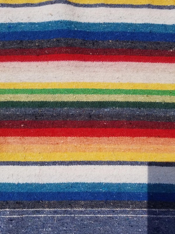 Vintage Traditional Handmade Mexican Serape Wool Multi Kilim 7.5x5.1ft gallery