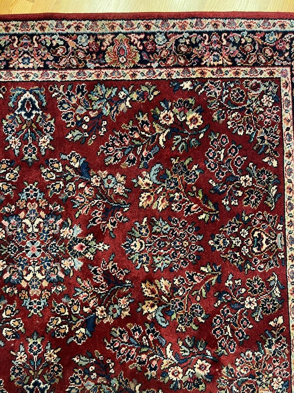4 ft 3.75 in x 5 ft 9 in Karastan 785 Red Sarouk Runner wool rug with Fringe gallery