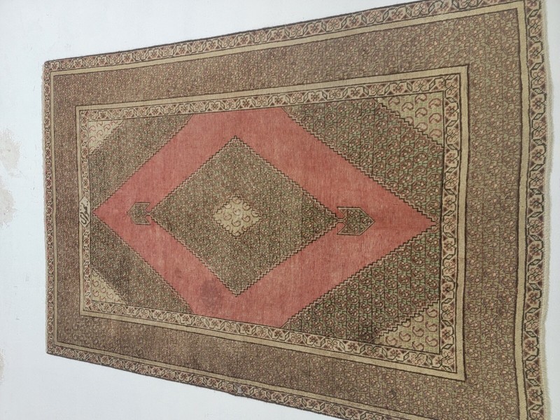 Antique Oriental Hand-Knotted Wool Area Rug Beige/Green 4'x4" x 6'2" gallery