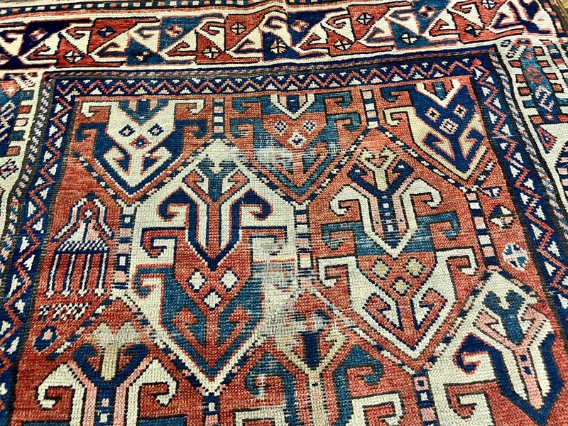 ANTIQUE TRIBA LCAUCASIAN 19th CENTURYORIENTAL RUG INTERESTING SIZE 4' x 6' 4" gallery