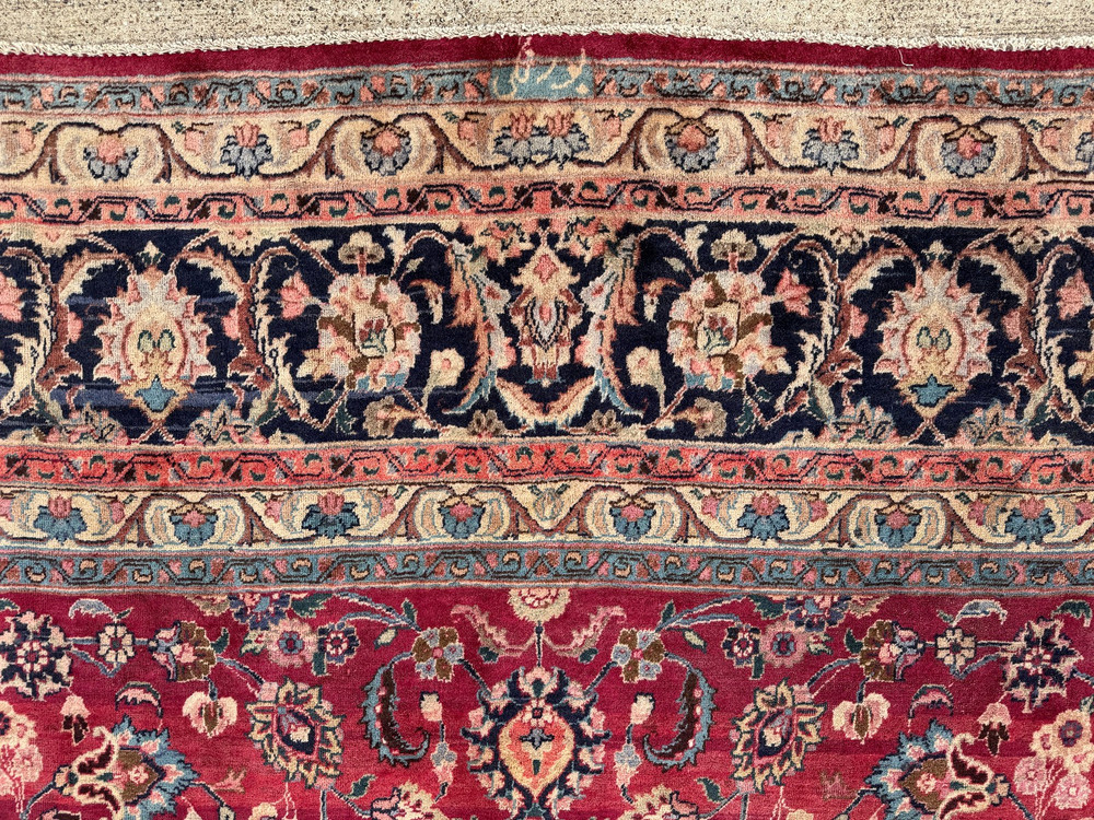 9x12 SIGNED ANTIQUE RUG red blue vintage oriental navy fine hand-knotted 10x13