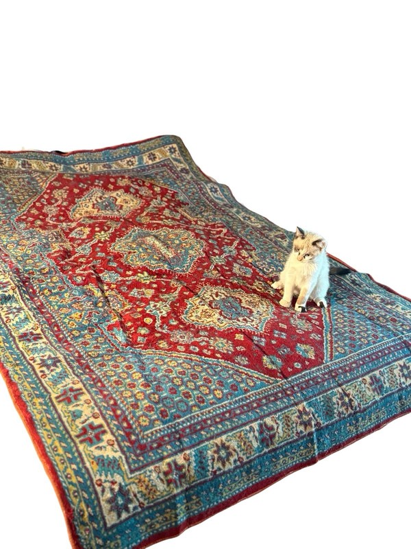 Antique 1930s Chenille Rug Medallion Velvet Carpet 4x6 Moody Maximalist gallery