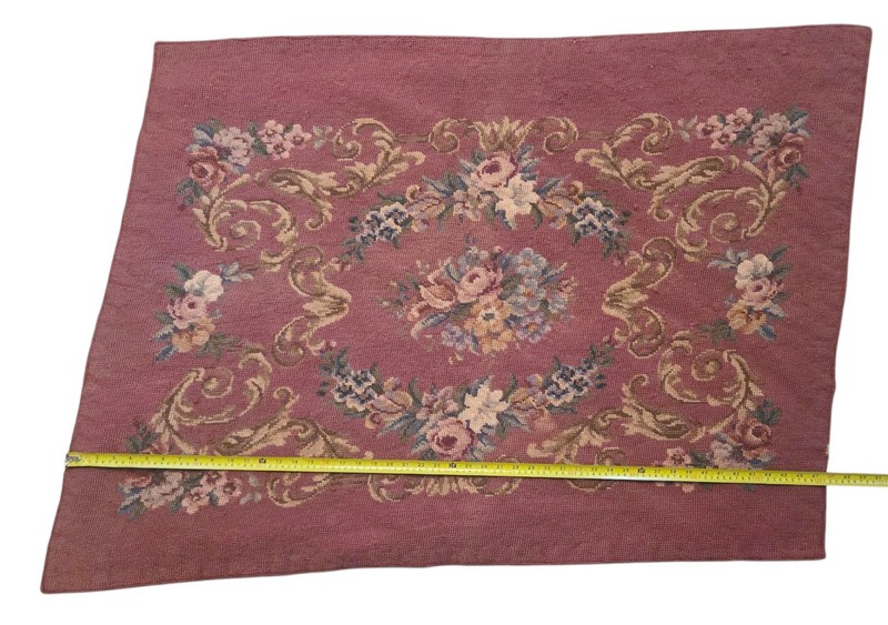 Antique Wool Needlepoint Aubusson Floral Rug 4x6 Handmade Tapestry Rhombus Shape gallery