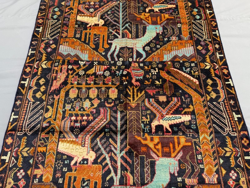 Antique Afghan Animal Pictorial Rug 4x6 Handmade Persian Style Oriental Carpet gallery