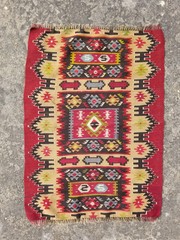 Vintage Traditional Handmade Turkish Wool Multicolor Kilim 3.1×2.3 ft
