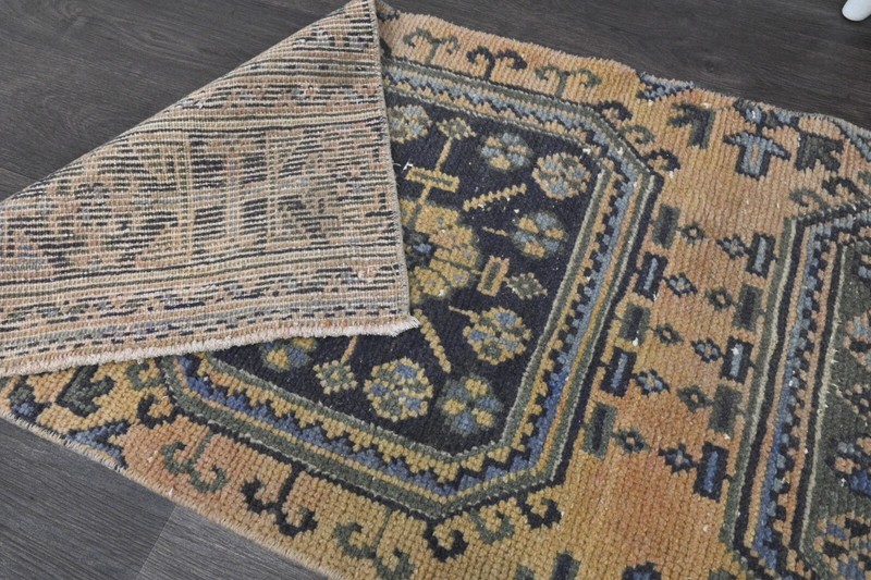 Vintage Turkish Runner Rug 2x11ft Wool Anatolian Handmade Hallway Oushak YELLOW gallery