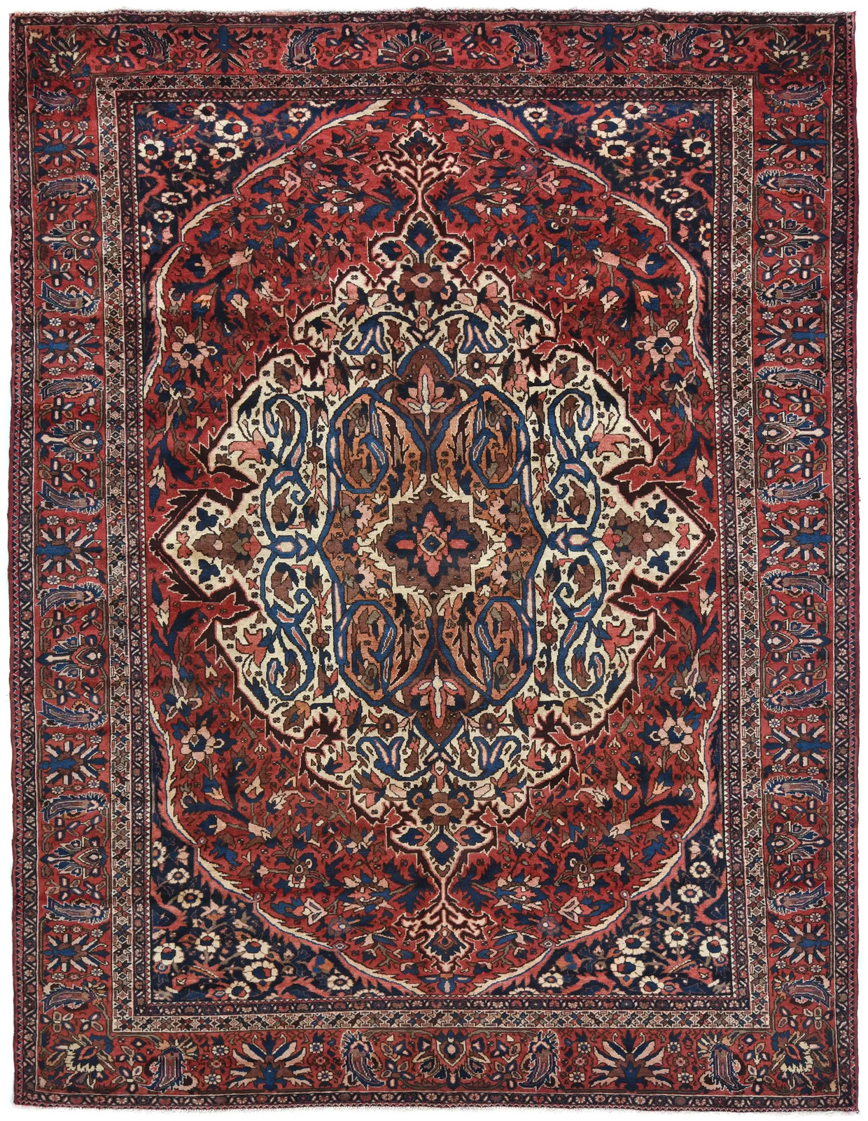 Semi-Antique Floral Handmade Wool Oriental Dining Room Carpet Rug 9'10X12'6 ft gallery