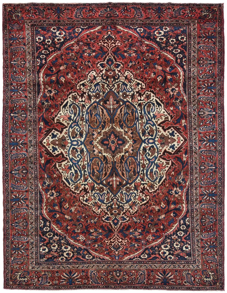 Semi-Antique Floral Handmade Wool Oriental Dining Room Carpet Rug 9'10X12'6 ft