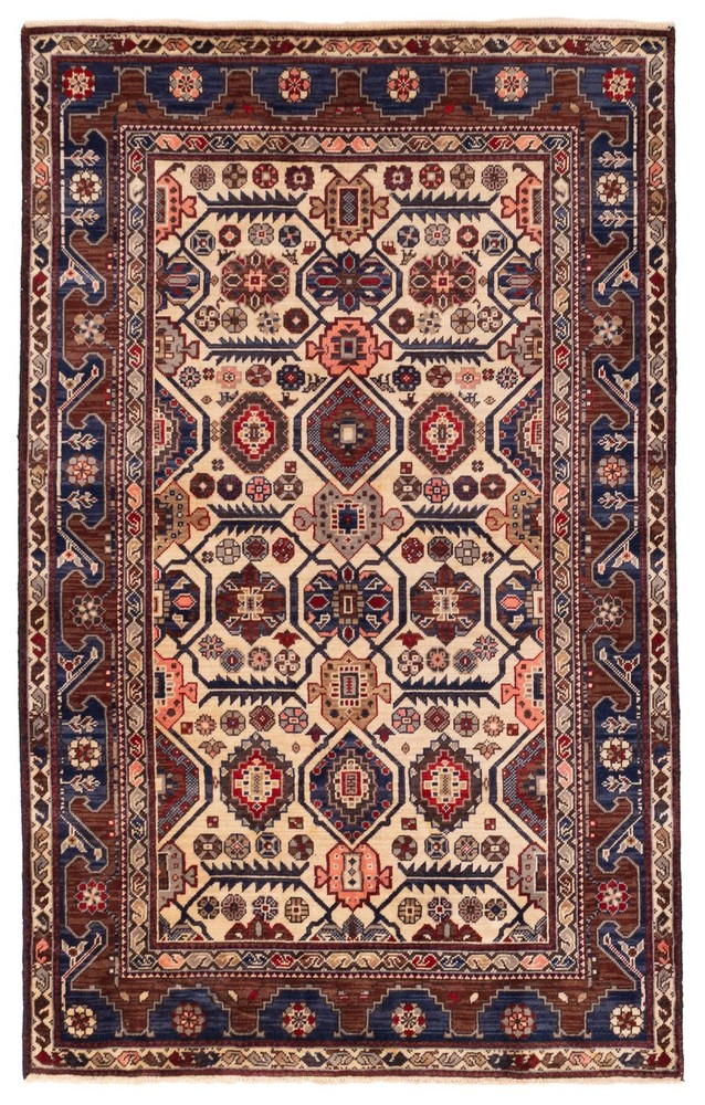 Vintage Hand-Knotted Area Rug 4'3" x 6'11" Traditional Oriental Wool Carpet