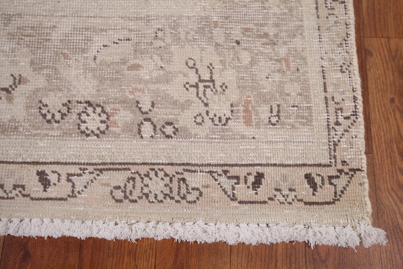 Muted Distressed Geometric Tebriz Vintage Area Rug 7x10 Handmade Living Room Rug gallery