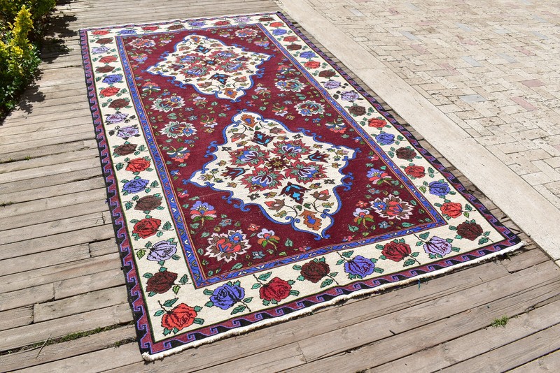 Caucasian Rug 5x10 Handwoven Wool Rug ANTIQUE Vintage Sumak Kilim 176x316cm gallery