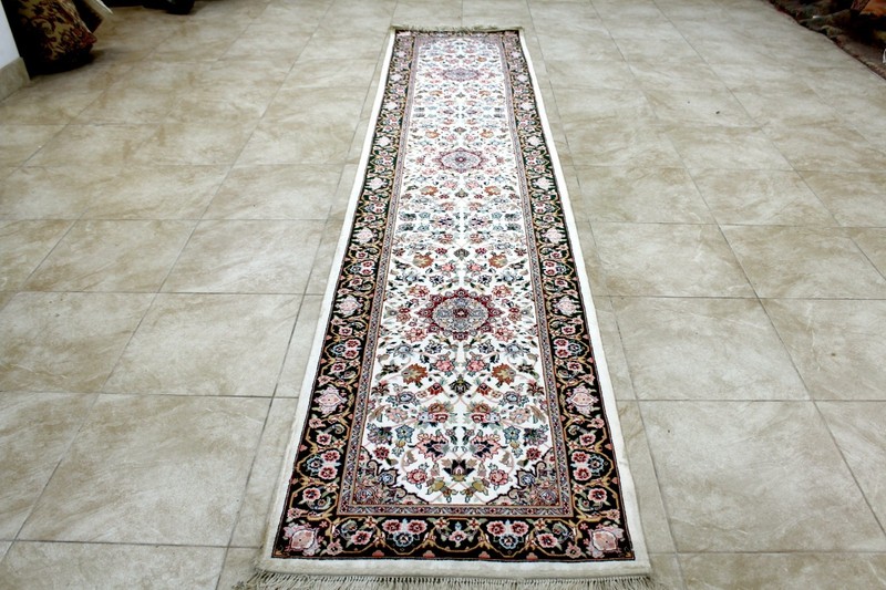 12X3 MASTERPIECE MINT 400KPSI HAND KNOTTED VEGETABLE DYE SILK TABRIZZ RUG RUNNER gallery